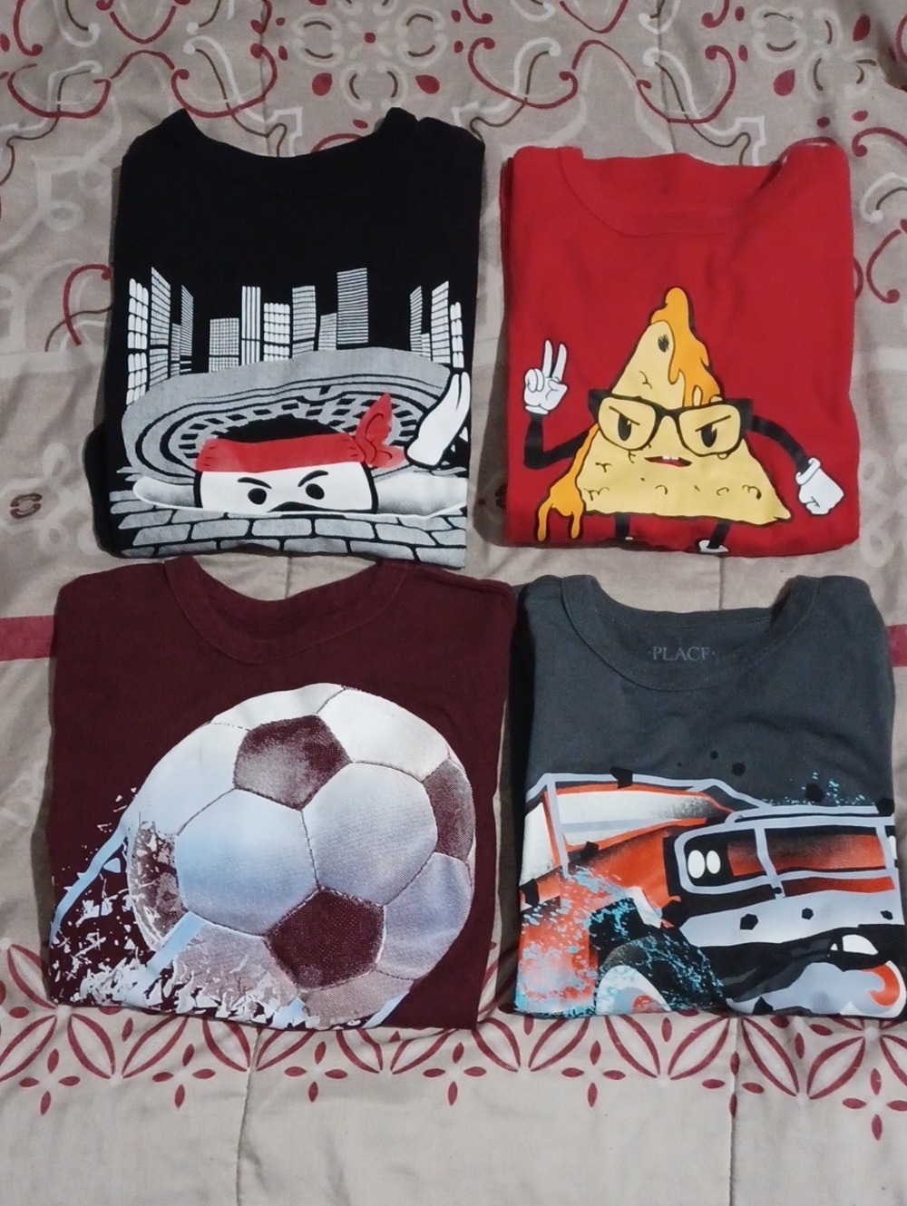 Bundle Of 4 The Children's Place Graphic Long Sleeve T-Shirts Size 7/8